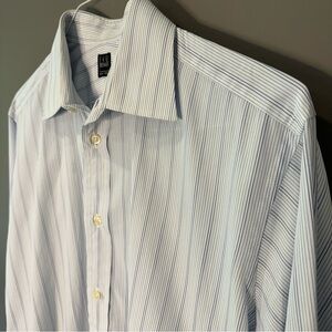 Ike Behar Men's Blue Striped Dress Shirt, see photos for‎ measurements, EUC